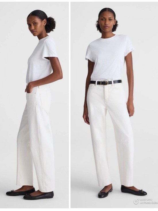 Madewell Denim - Madewell PETITE The Darted Barrel Jean in Vintage Canvas 27P NWT Cream Summer
